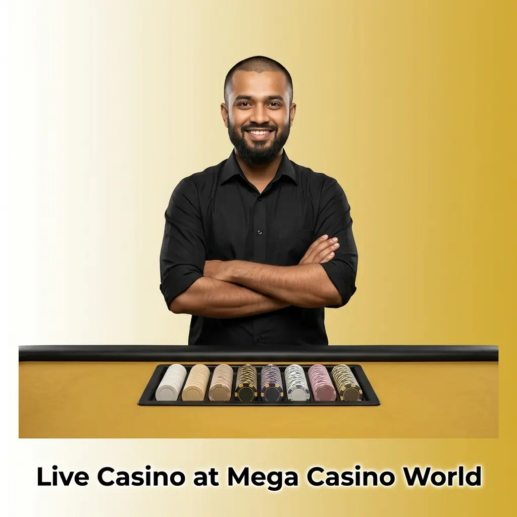 Live casino dealers at Mega Casino World streaming HD baccarat, roulette, blackjack and game shows for Bangladesh players